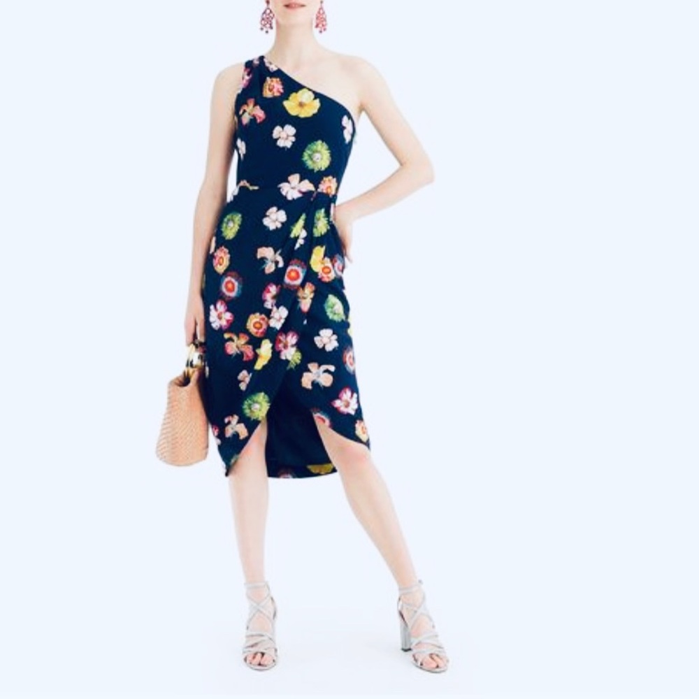 J. Crew silk -one shoulder  dress